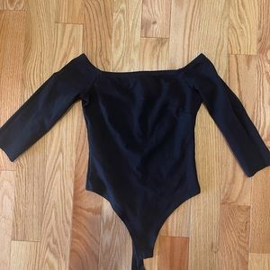 Lulus black off the shoulder body suit